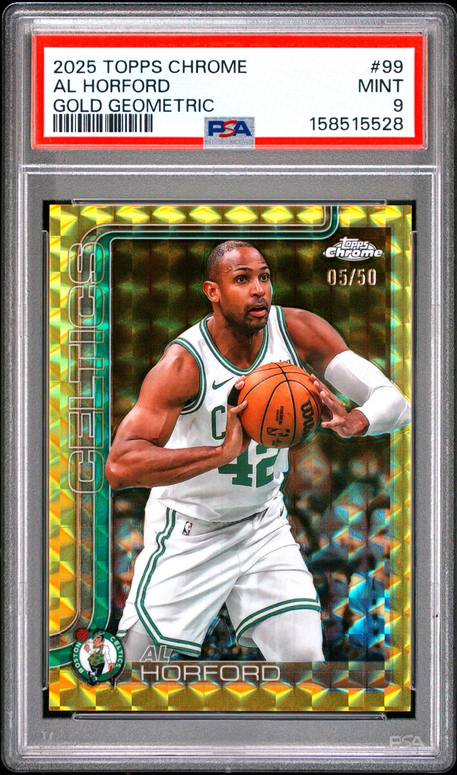 2025 Topps Chrome Al Horford Gold Geometric numbered 05 of 50 PSA 9 front