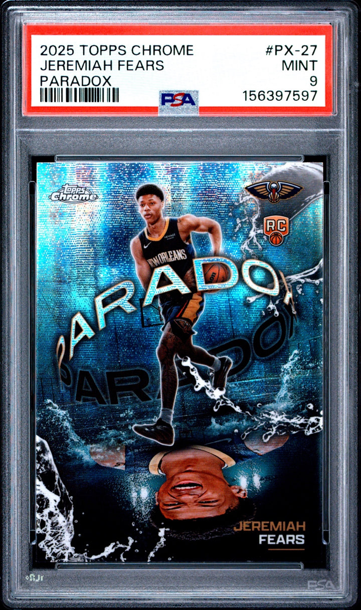 2025 Topps Chrome Jeremiah Fears Paradox rookie card PSA 9 front